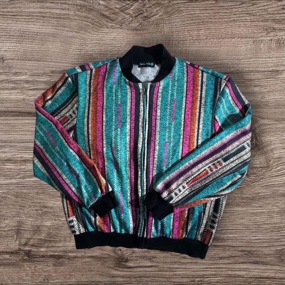 Sterling Kreek Jackets & Blazers - Like New- Colorful Striped Western Bomber Jacket